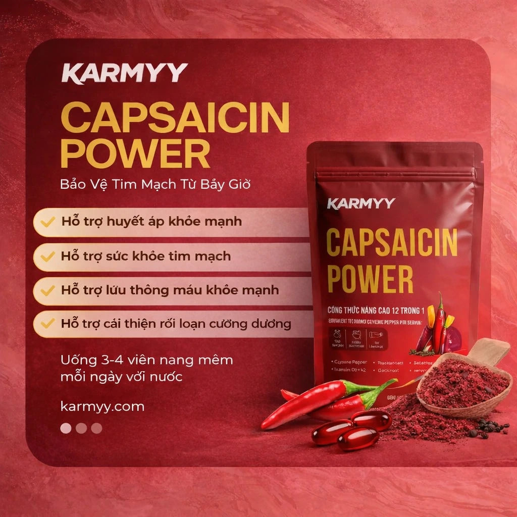 Hỗ trợ nâng cao mạch máu bằng nang mềm Karmyy Capsaicin