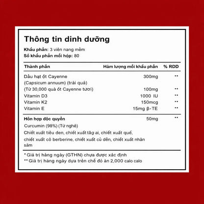 Hỗ trợ nâng cao mạch máu bằng nang mềm Karmyy Capsaicin