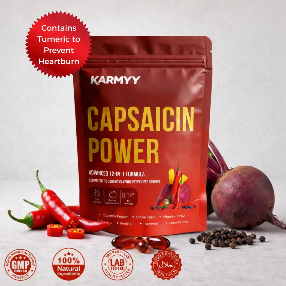 Hỗ trợ mạch máu nâng cao với viên nang mềm Karmyy Capsaicin